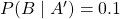 P(B \mid A') = 0.1