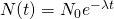 N(t) = N_0 e^ {-\lambda t}