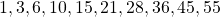 1, 3, 6, 10, 15, 21, 28, 36, 45, 55