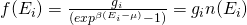 f(E_i)=\frac{g_i}{(exp^{\beta(E_i-\mu)}-1)}=g_i n(E_i)