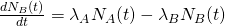 \frac{dN_B(t)}{dt} = \lambda_A N_A(t) -\lambda_B N_B(t)